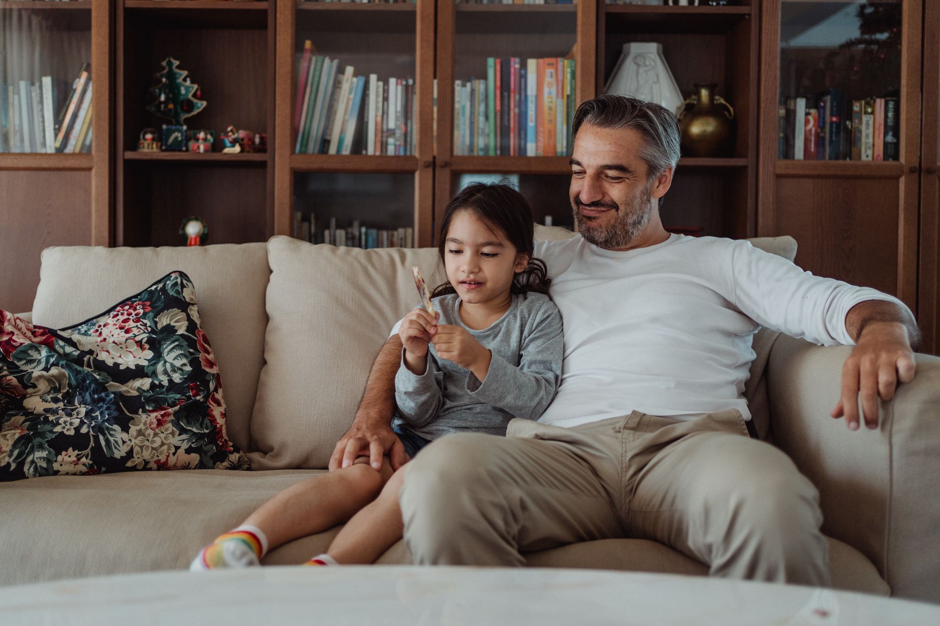 Father and daughter spending parenting time together